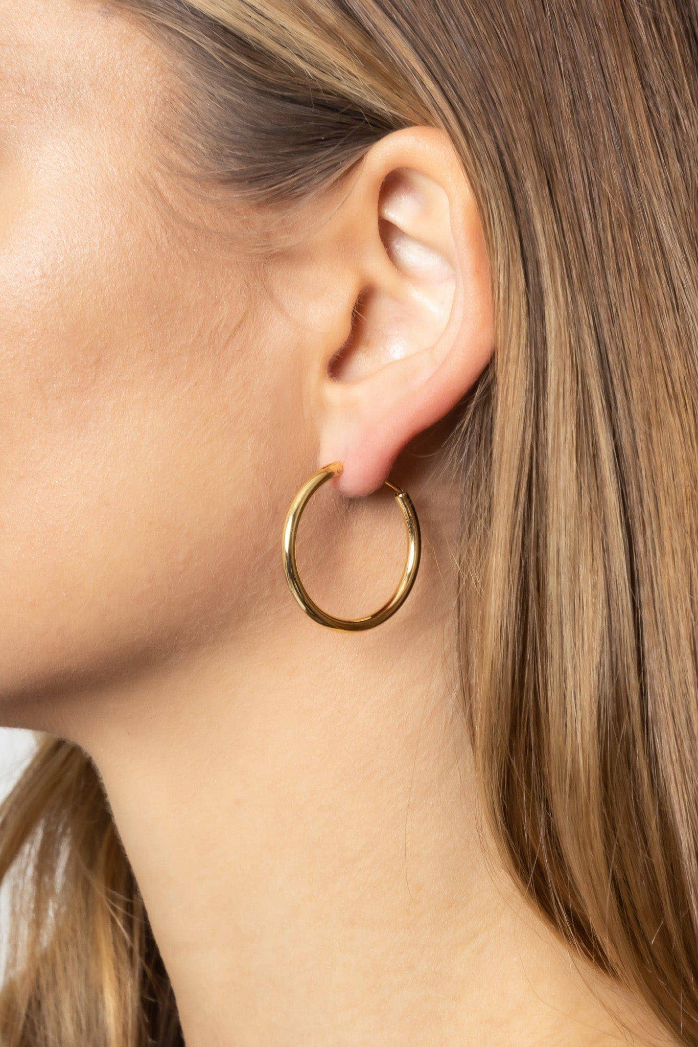 14K Gold Metal Endless Hoop Earrings