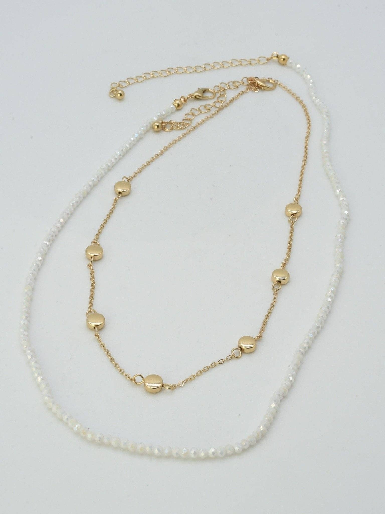 CN4404 2 Piece Chain and Glass Bead Necklace
