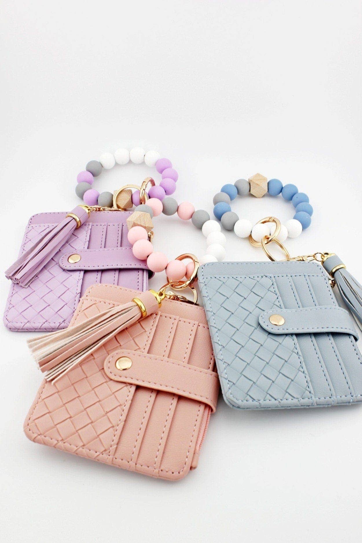 BB139x205 Nina Quilted Beaded Keychain Bracelet Wallet