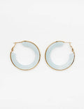 Natural Blue Acrylic Hoop with Gold Accent 1.5" Earring