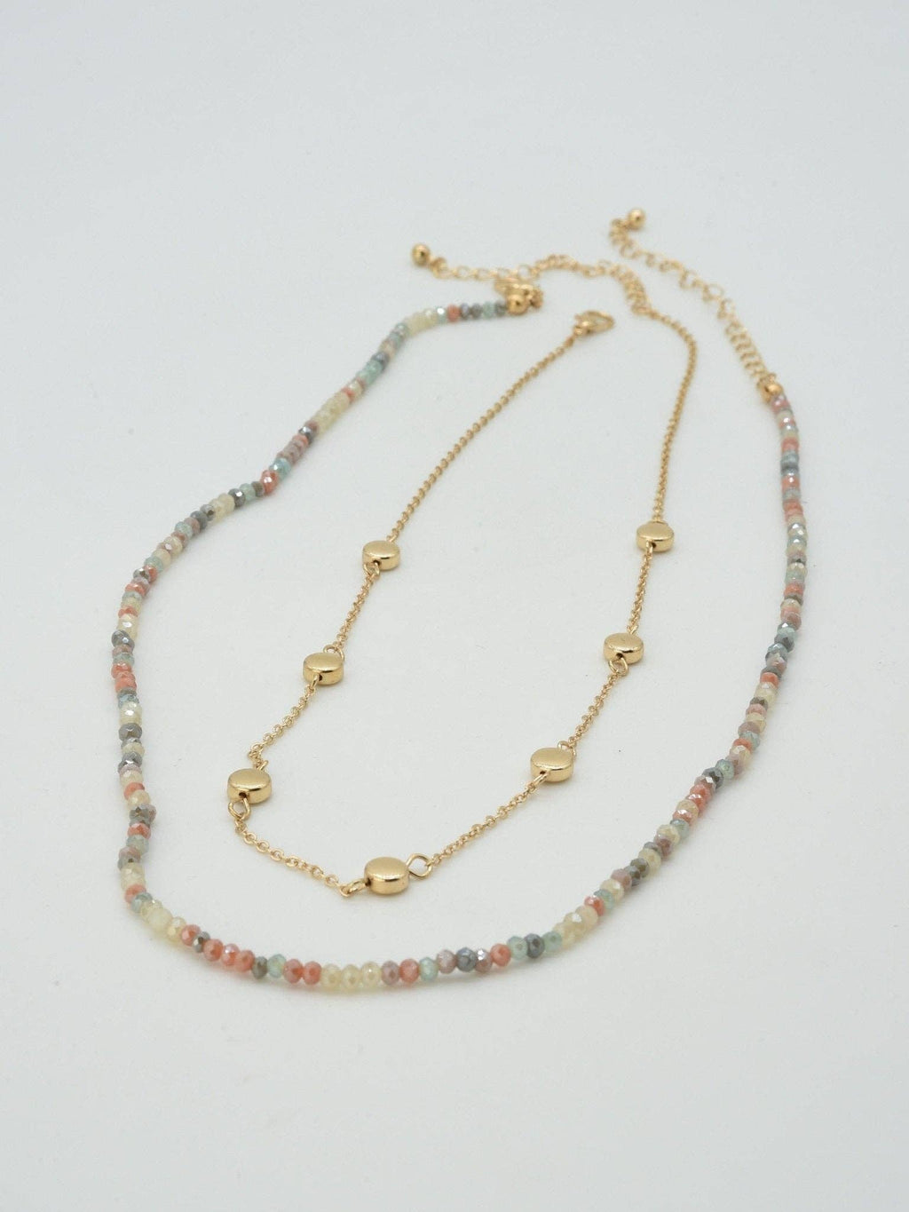 CN4404 2 Piece Chain and Glass Bead Necklace