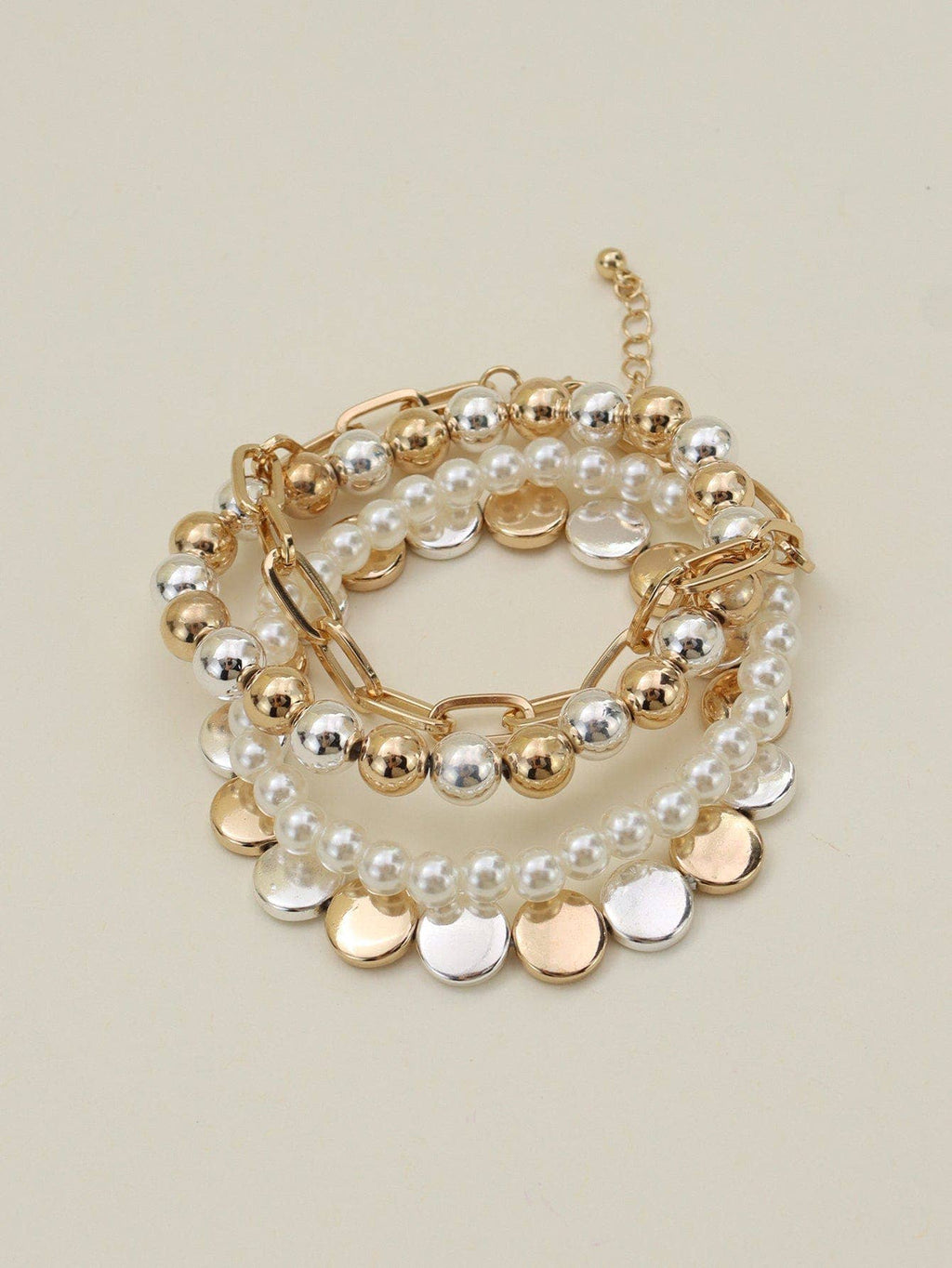 Multi Pearl Chain Bracelet Jewelry Set