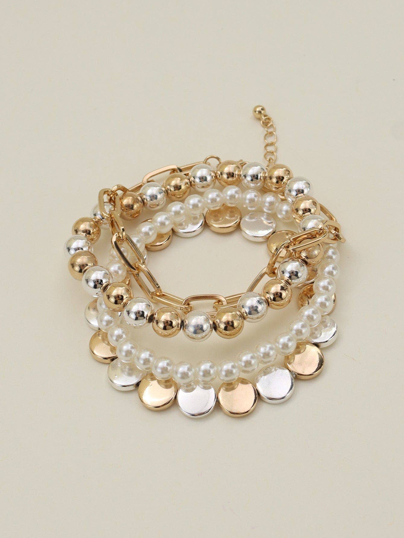 Multi Pearl Chain Bracelet Jewelry Set