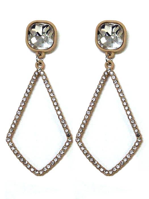 VE2891 Iridescent Post Rhinestone Kite Earrings