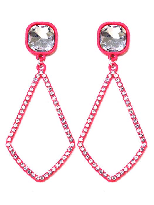 VE2891 Iridescent Post Rhinestone Kite Earrings