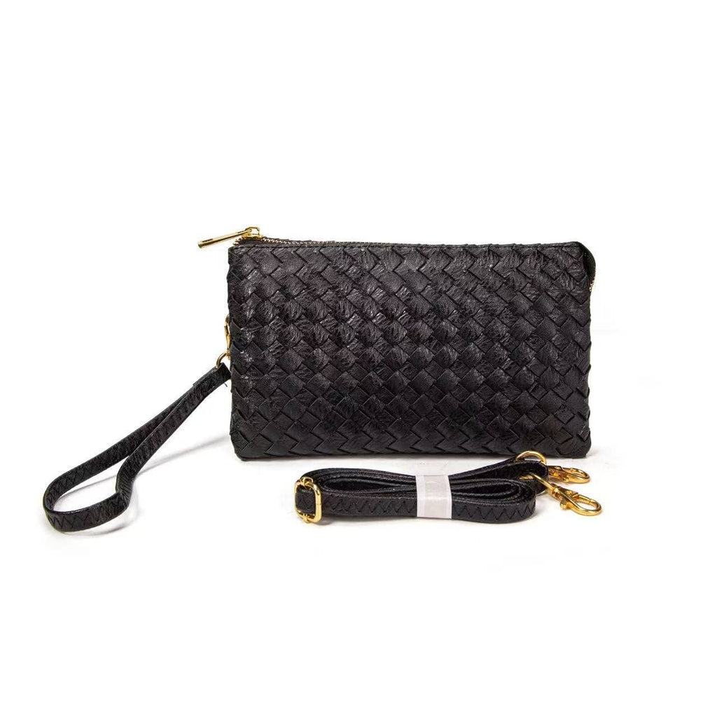 7050 Kathy Woven Three Compartment Clutch/Crossbody Bag