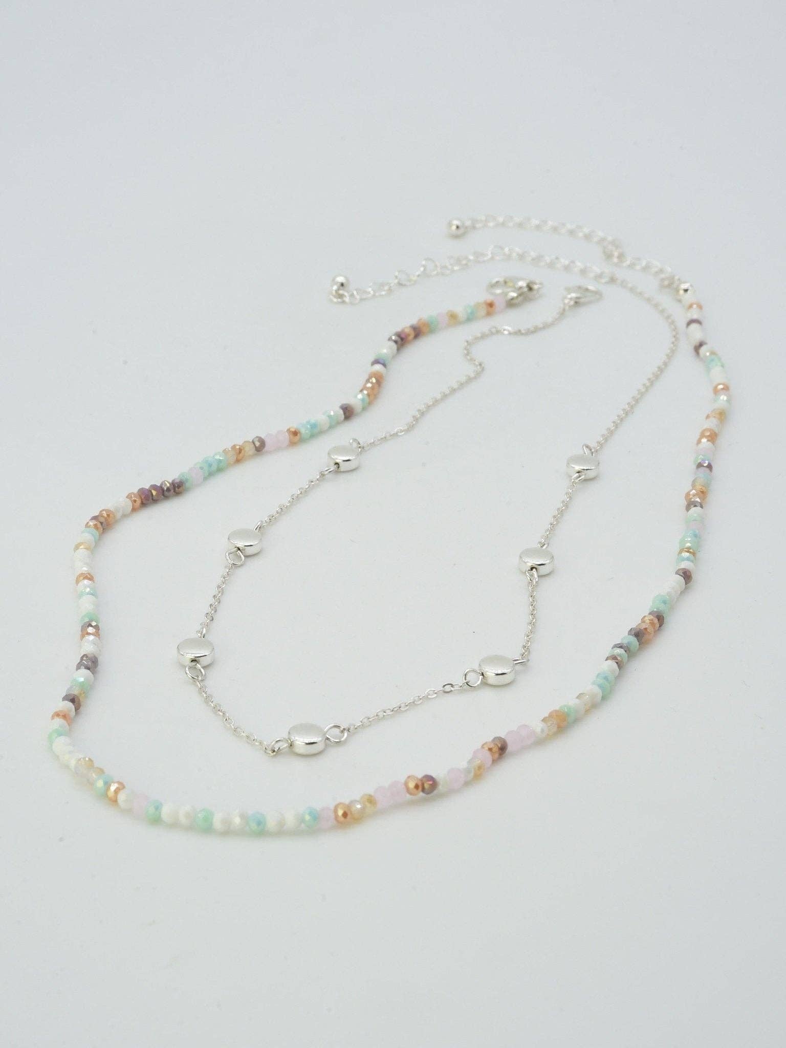CN4404 2 Piece Chain and Glass Bead Necklace
