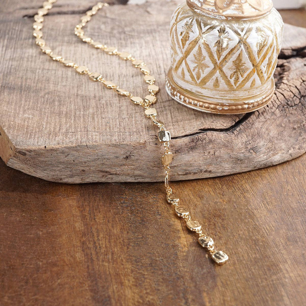 Desert Cascade – Textured Square Long Lariat Necklace