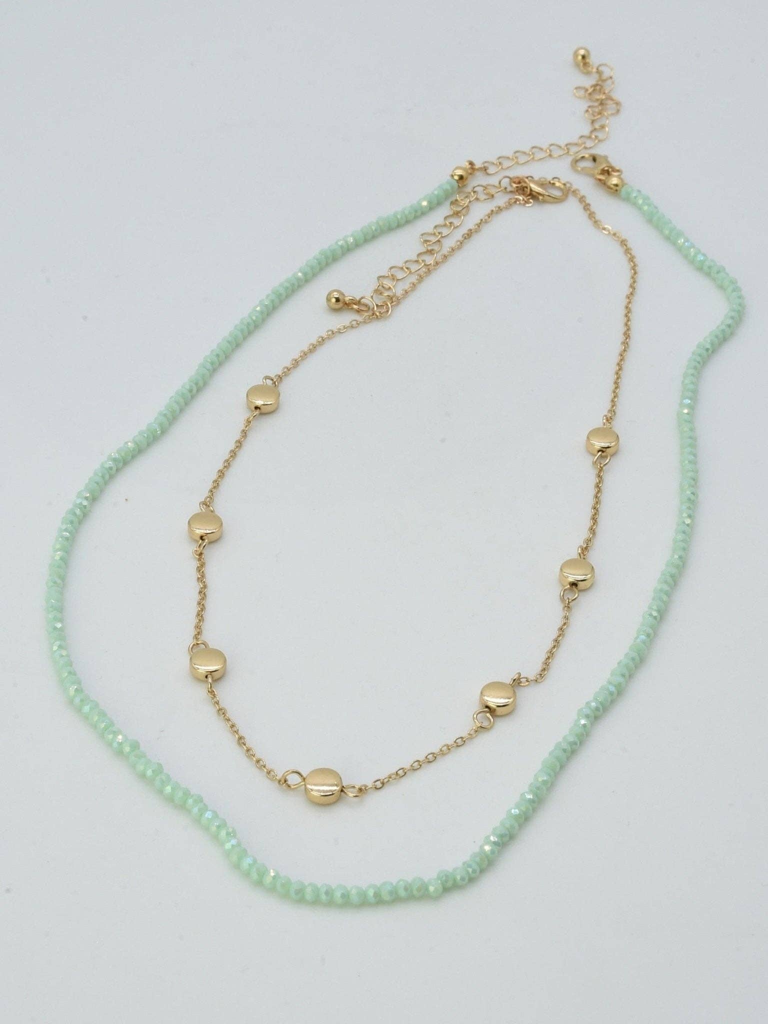 CN4404 2 Piece Chain and Glass Bead Necklace
