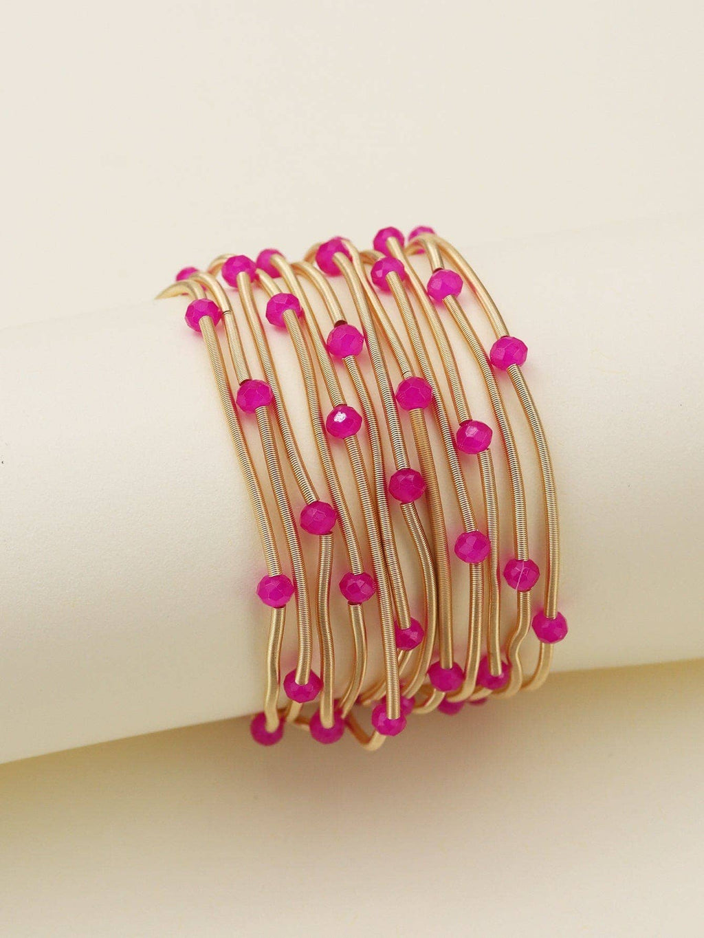 CB2176Rhinestone Beads and Coil Stretch Jewelry Bracelet Set