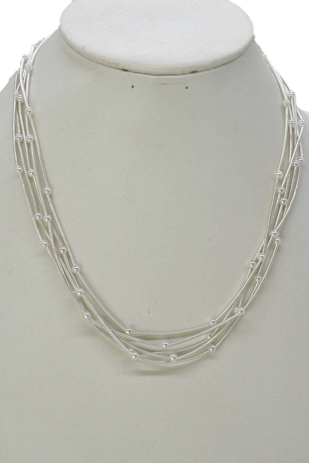Elegant Multi Strand Pearl Beaded Necklace