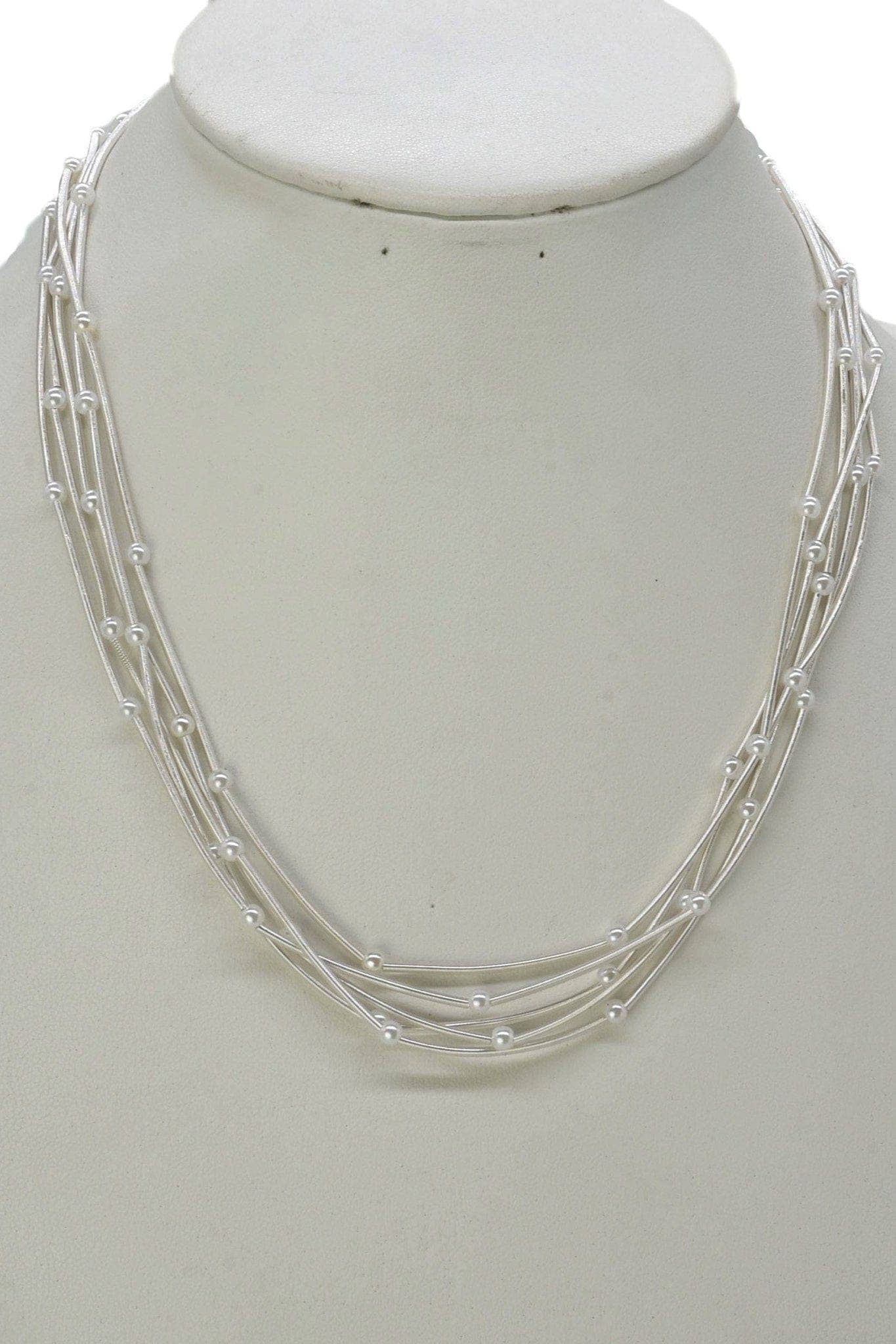Elegant Multi Strand Pearl Beaded Necklace