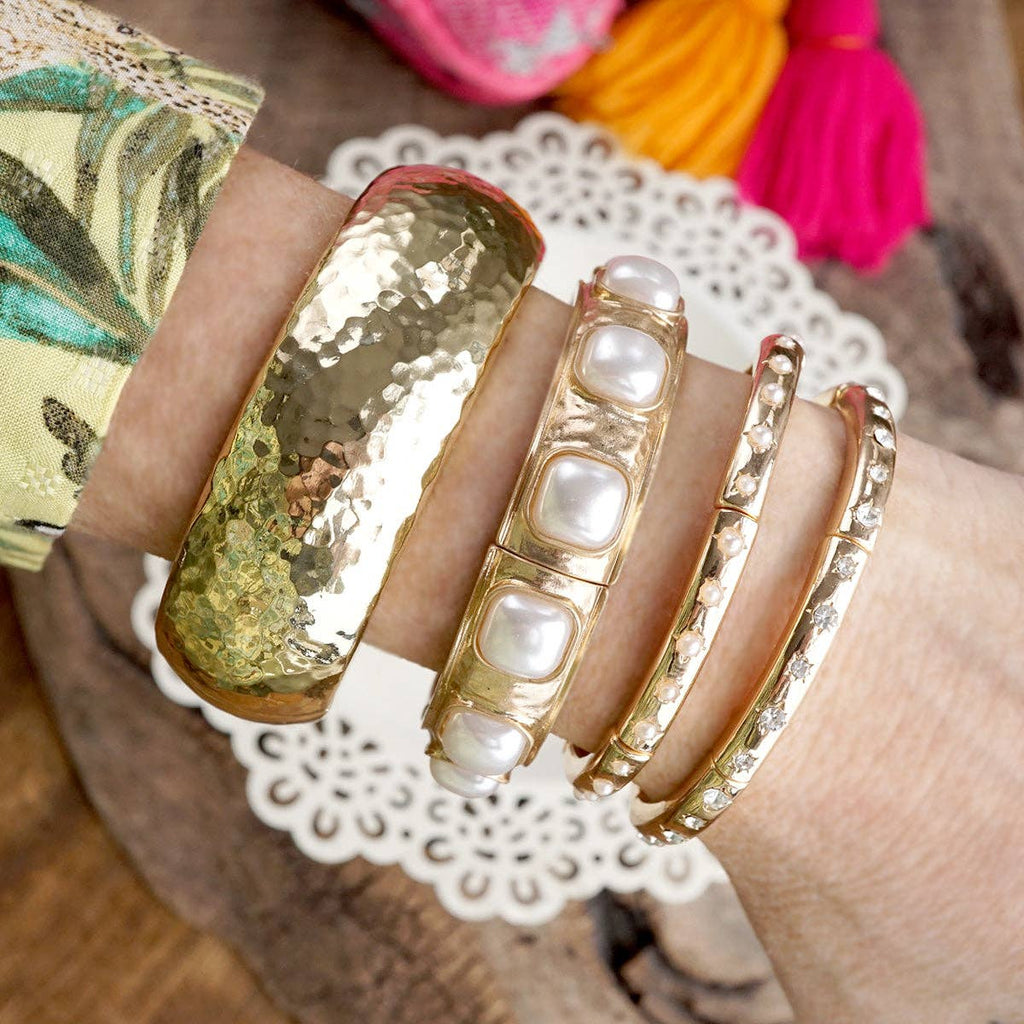 Eternal Glow – Eternity Stretchy Bangle with Cabochons or Pearls