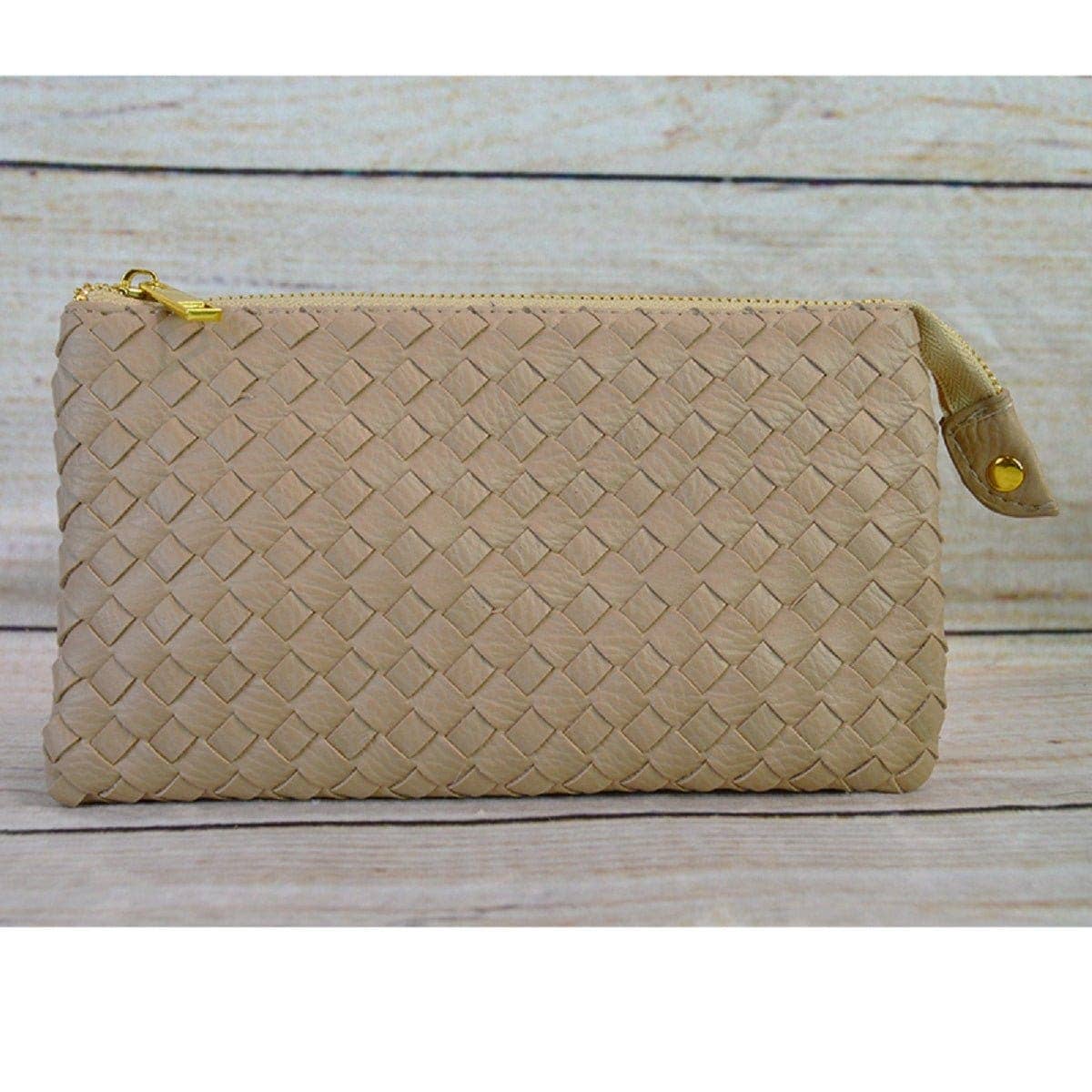 7050 Kathy Woven Three Compartment Clutch/Crossbody Bag