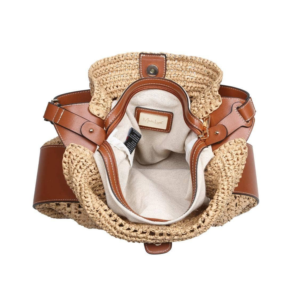 36007ML 2 in 1 Savannah Straw Hobo Tote Bag With Pouch