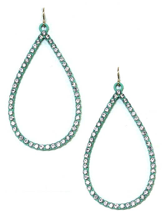 VE3018 Rhinestone Teardrop Dangle Earrings