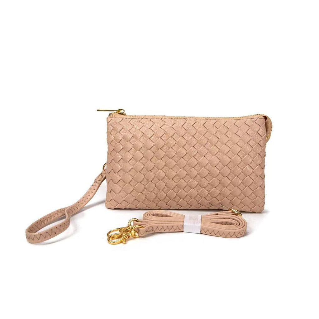 7050 Kathy Woven Three Compartment Clutch/Crossbody Bag