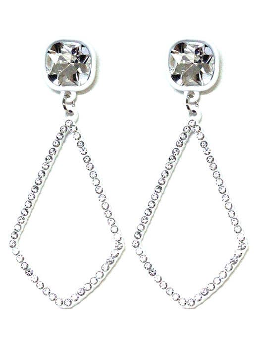 VE2891 Iridescent Post Rhinestone Kite Earrings