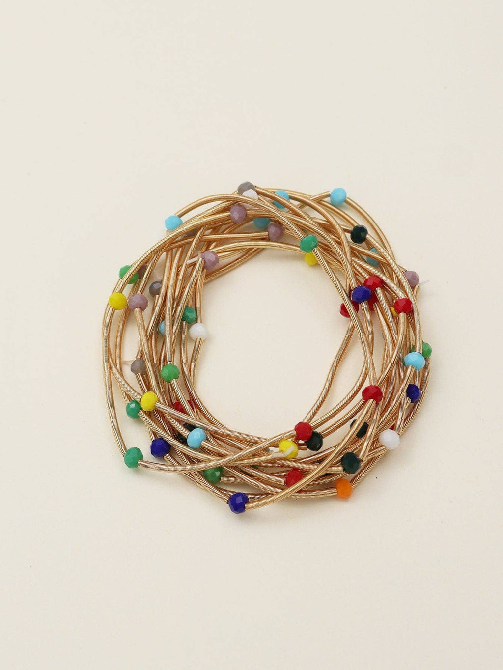 CB2176Rhinestone Beads and Coil Stretch Jewelry Bracelet Set