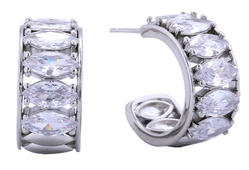 SJE311086 !$K Dipped Marquise Cut CZ Post Earrings