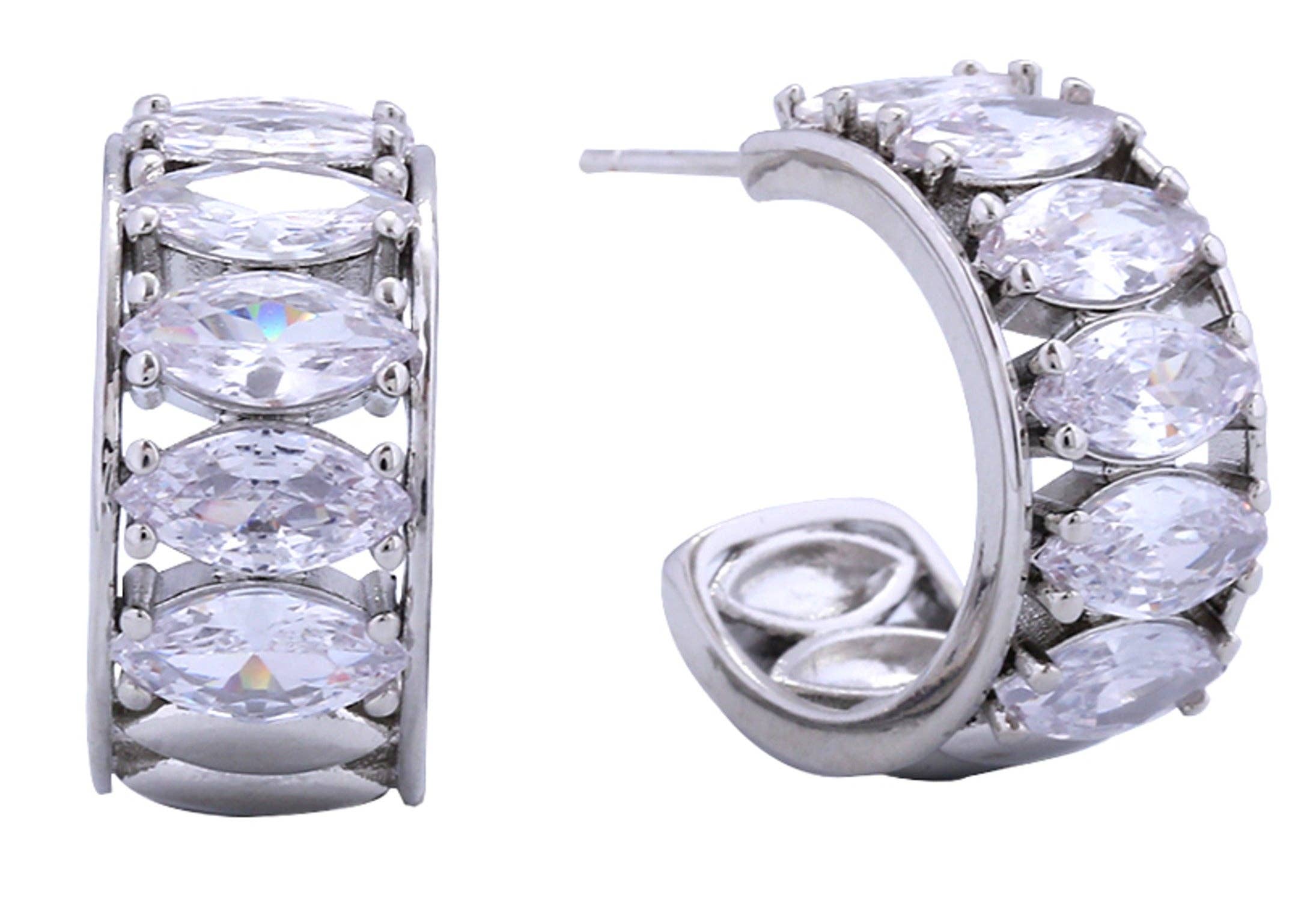 SJE311086 !$K Dipped Marquise Cut CZ Post Earrings