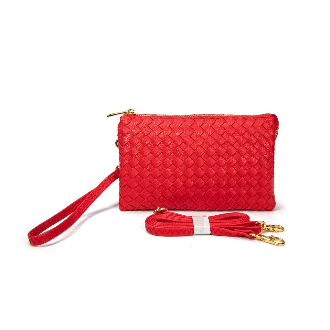 7050 Kathy Woven Three Compartment Clutch/Crossbody Bag