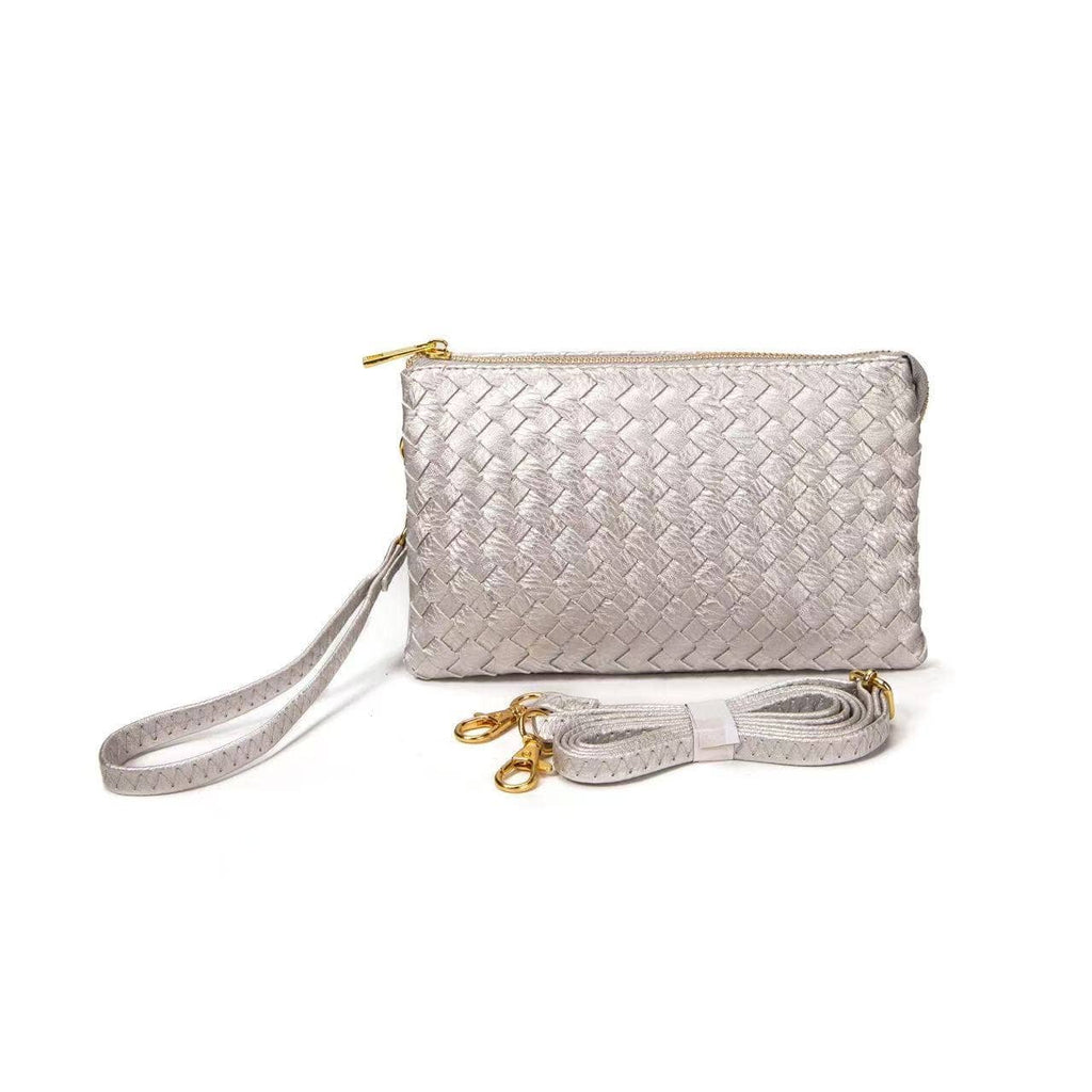 7050 Kathy Woven Three Compartment Clutch/Crossbody Bag