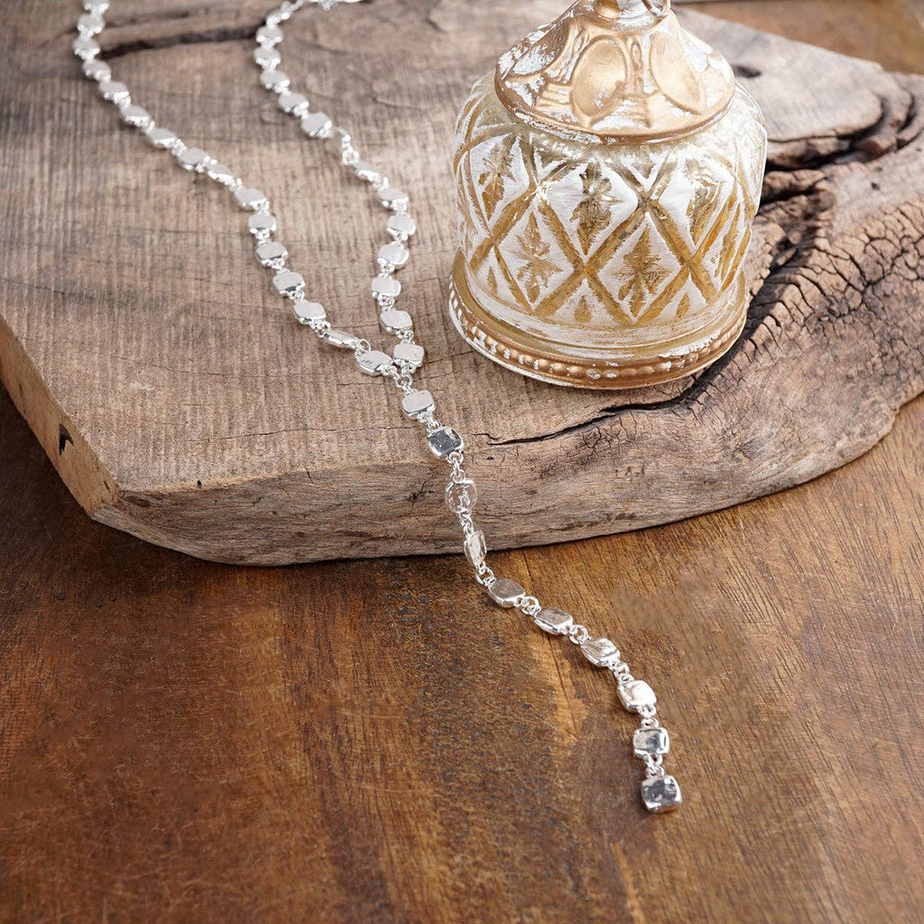 Desert Cascade – Textured Square Long Lariat Necklace