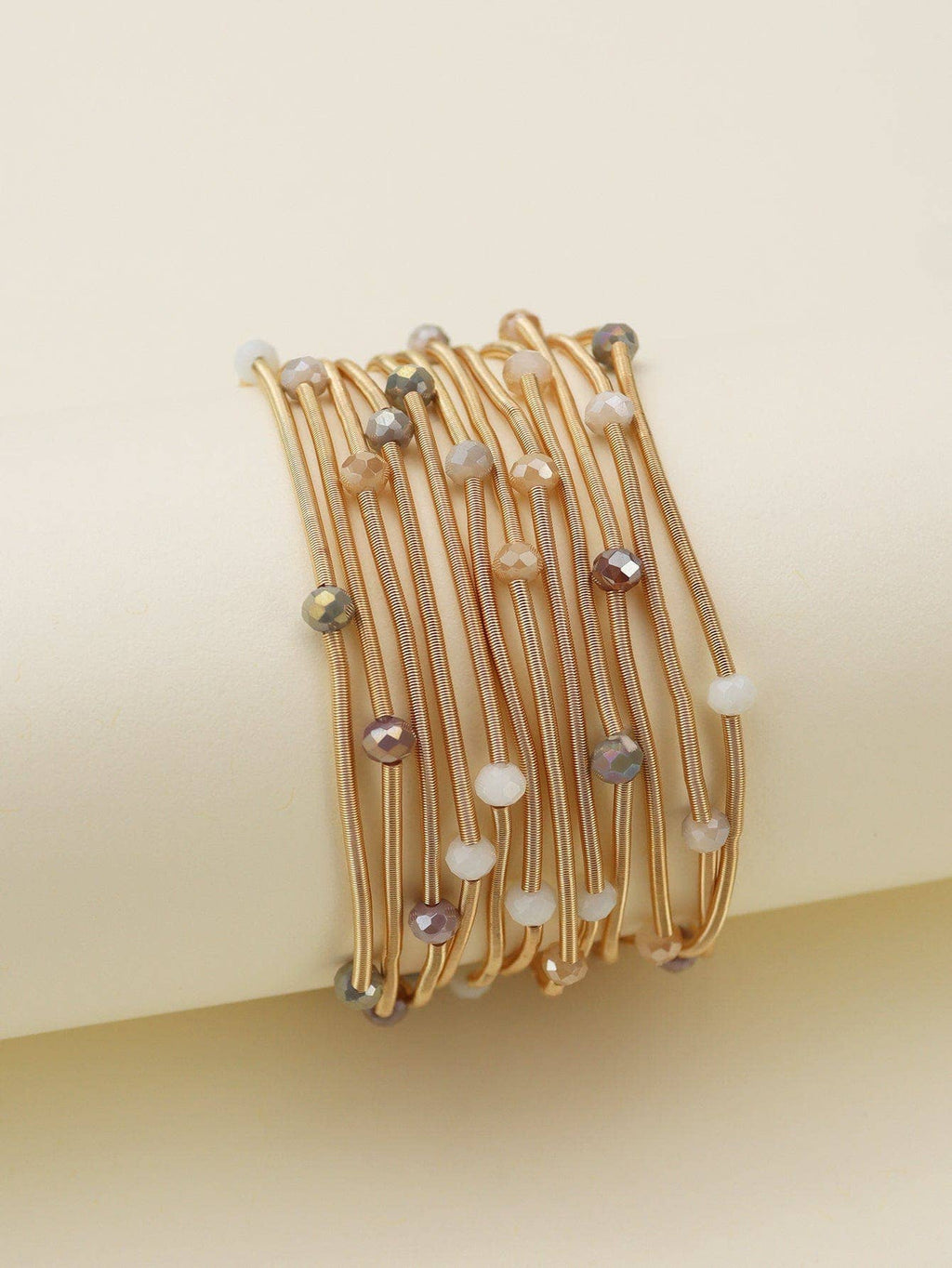 CB2176Rhinestone Beads and Coil Stretch Jewelry Bracelet Set