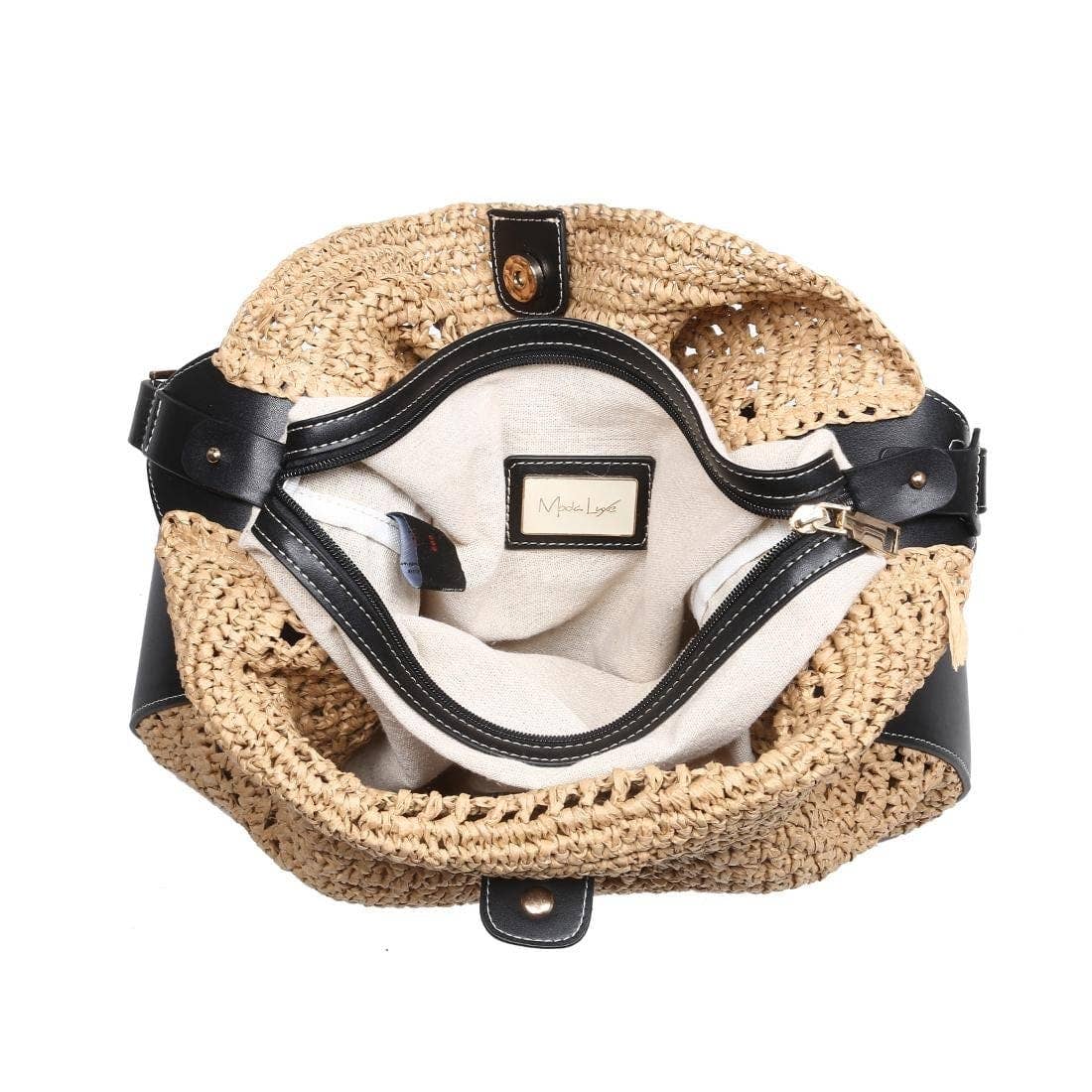 36007ML 2 in 1 Savannah Straw Hobo Tote Bag With Pouch