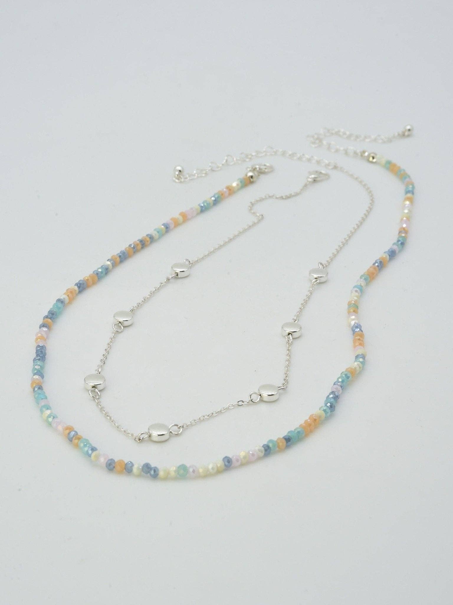 CN4404 2 Piece Chain and Glass Bead Necklace