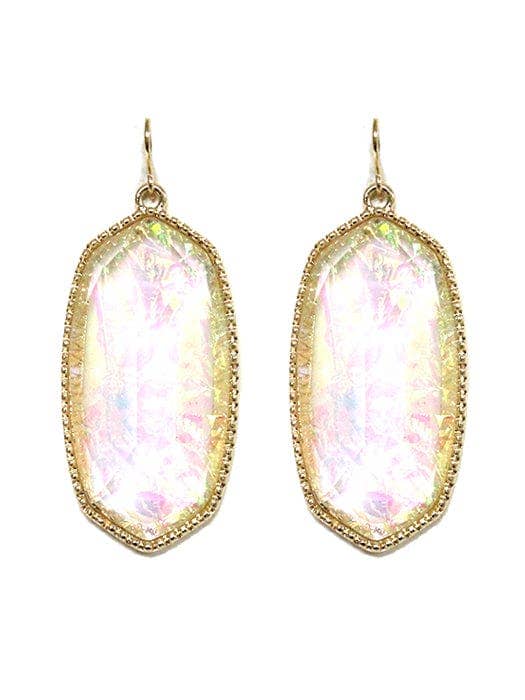 VE0709 Cressida Large Oval Hexagon Drop Earrings
