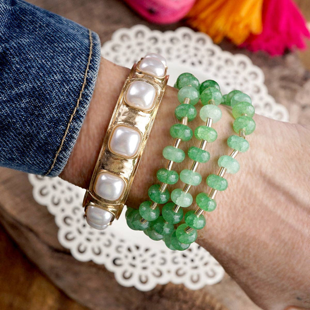 Eternal Glow – Eternity Stretchy Bangle with Cabochons or Pearls