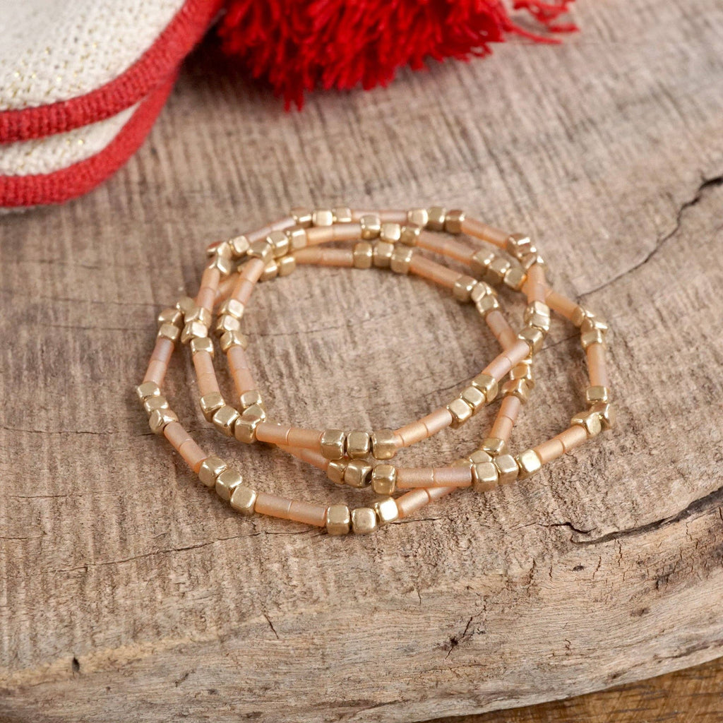 Layered Colorful and Gold Beaded Bracelets Sets