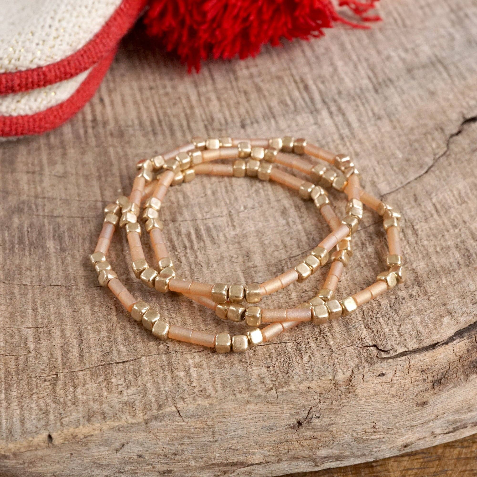 Layered Colorful and Gold Beaded Bracelets Sets