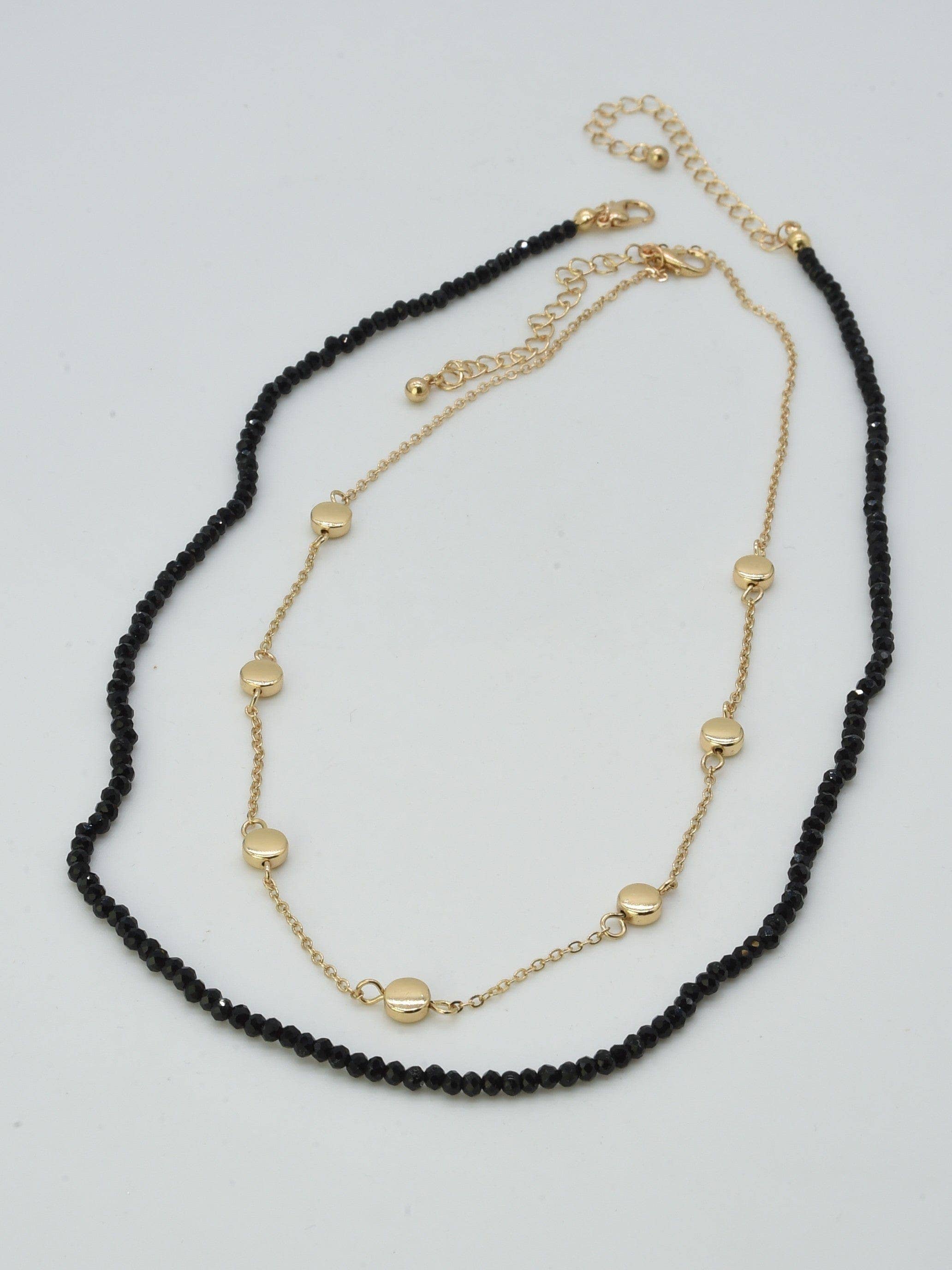 CN4404 2 Piece Chain and Glass Bead Necklace