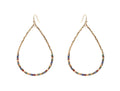 Gold Beaded with Multi Crystal 2" Teardrop Earring