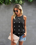 SZ1-TP4127 Pom Pom Detail Tank Top Blouse
