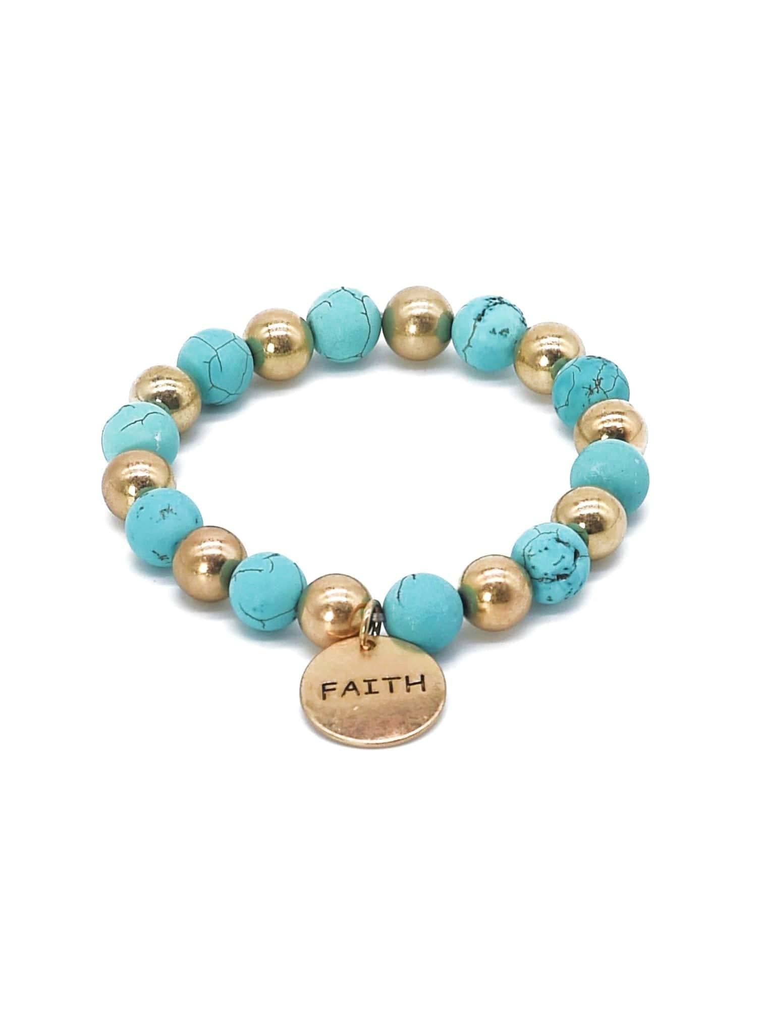 Faith Charm Semi Precious Charm Bracelet