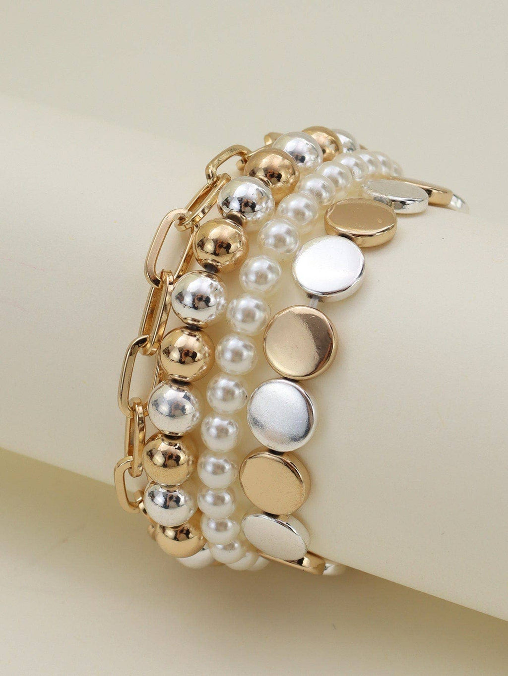 Multi Pearl Chain Bracelet Jewelry Set
