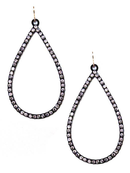 VE3018 Rhinestone Teardrop Dangle Earrings
