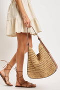 36007ML 2 in 1 Savannah Straw Hobo Tote Bag With Pouch