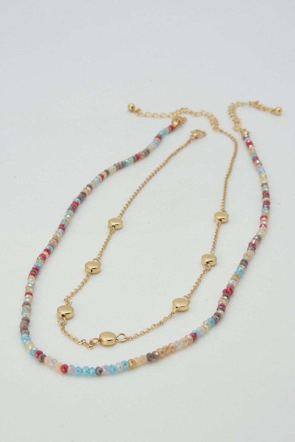 CN4404 2 Piece Chain and Glass Bead Necklace